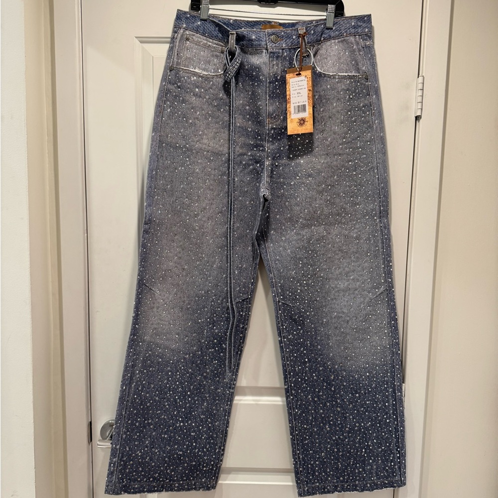 Birth of Royal Child Swarovski Diamond Blue Denim Jeans